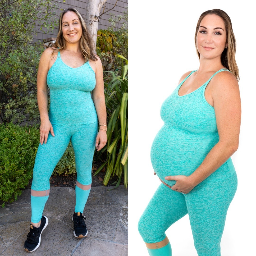 Rolldown 3/4 Leggings - Final Sale- Turquoise Lace Accent on