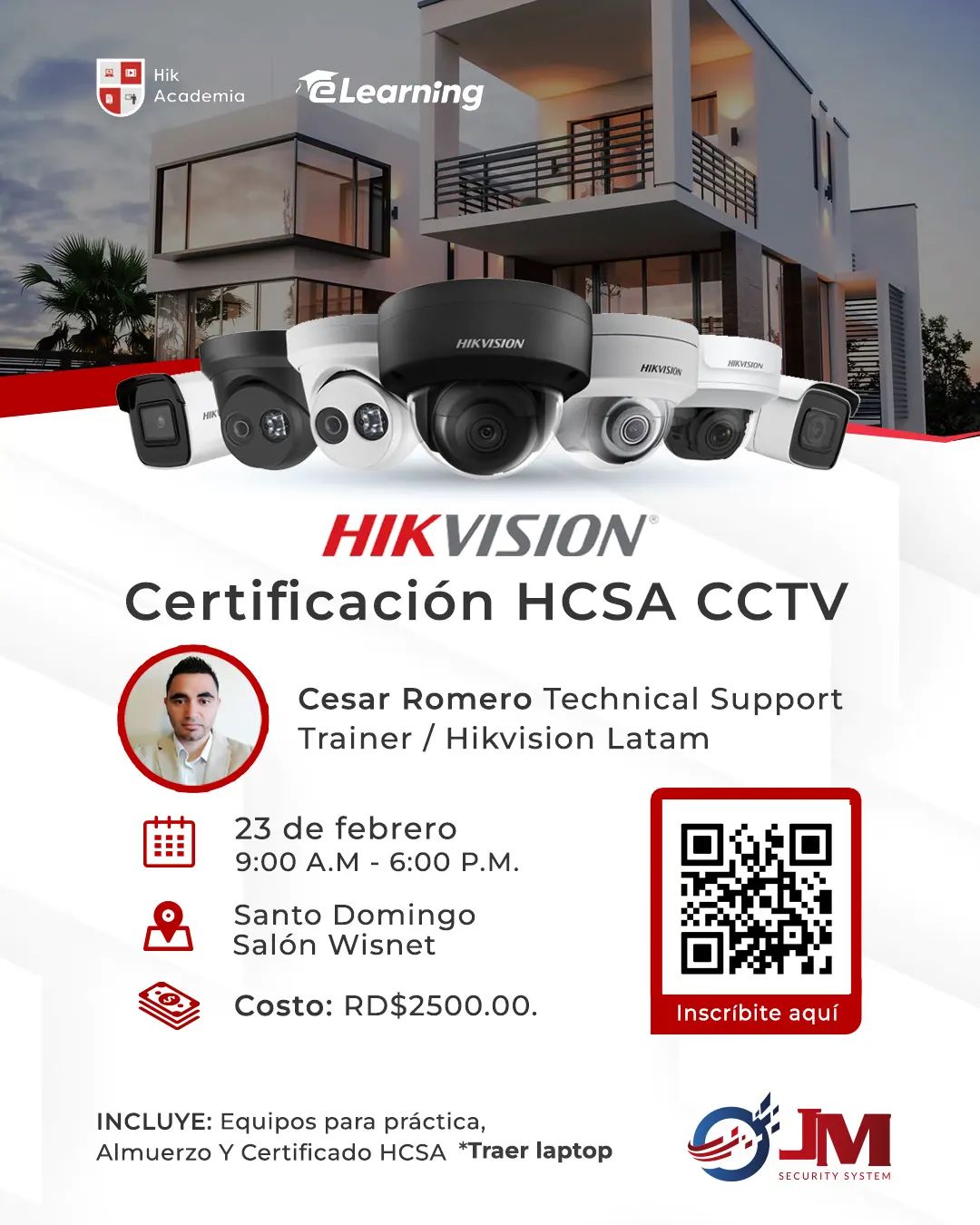 ¡Certifícate en HCSA - CCTV de Hikvision! 👁️🔐 Únete a nosotros el 23 de feb...