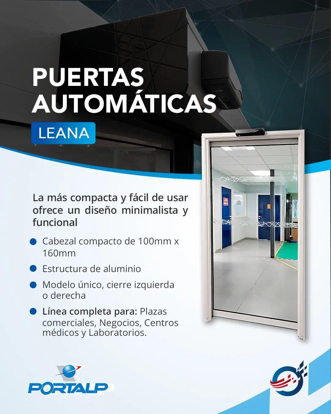 🚪🔒 Presentamos Leana, la puerta automática compacta de #Portalp ideal para ...