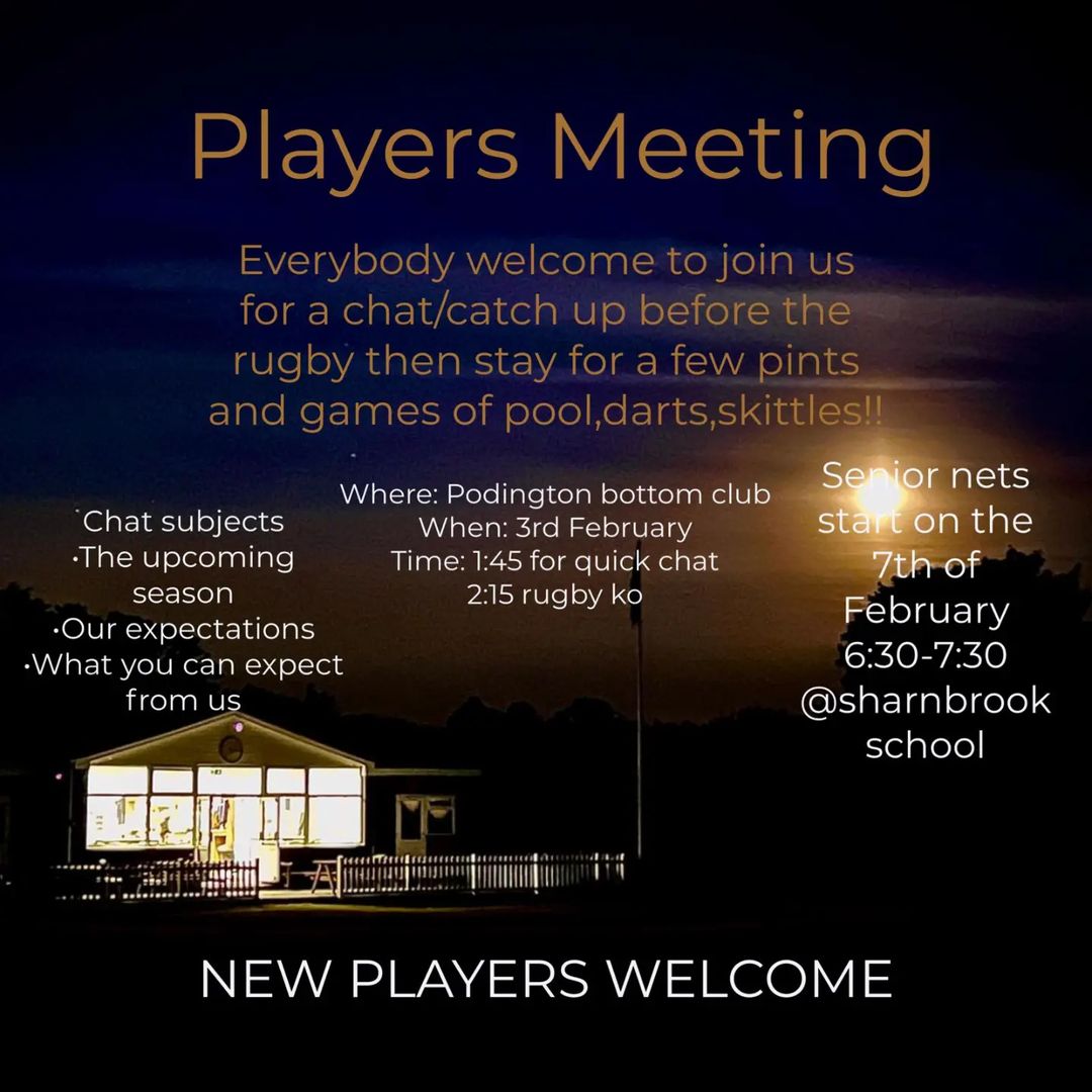 A reminder that the captains are running a players meeting this Saturday 3rd ...