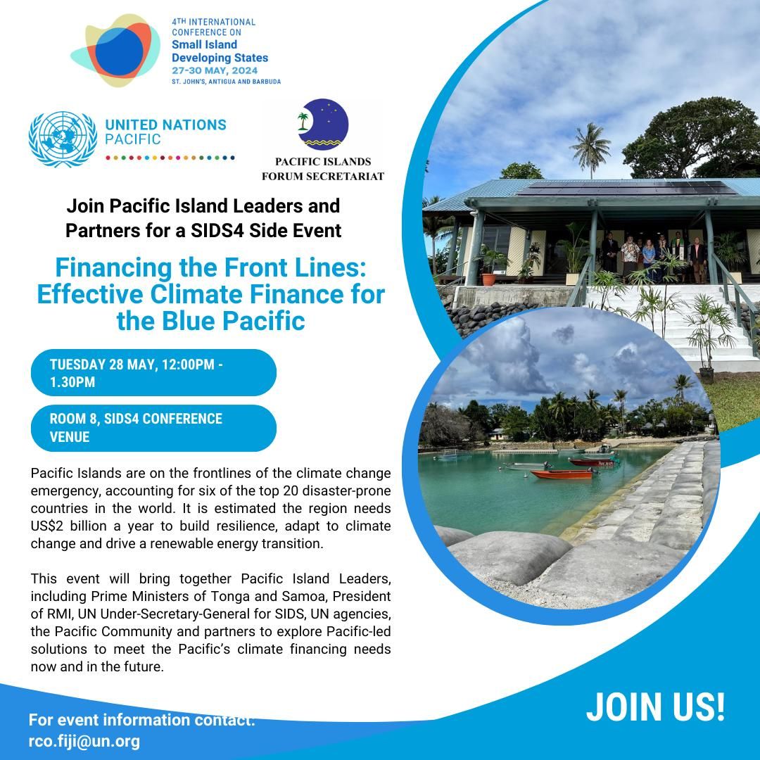 🟦 If you are at #SIDS4, please join the Pacific Island Leaders and Partners for an important sid...