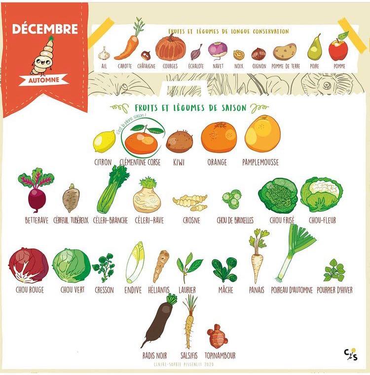 Nouveau mois, nouveau calendrier des fruits et légumes de saison de Claire-So...