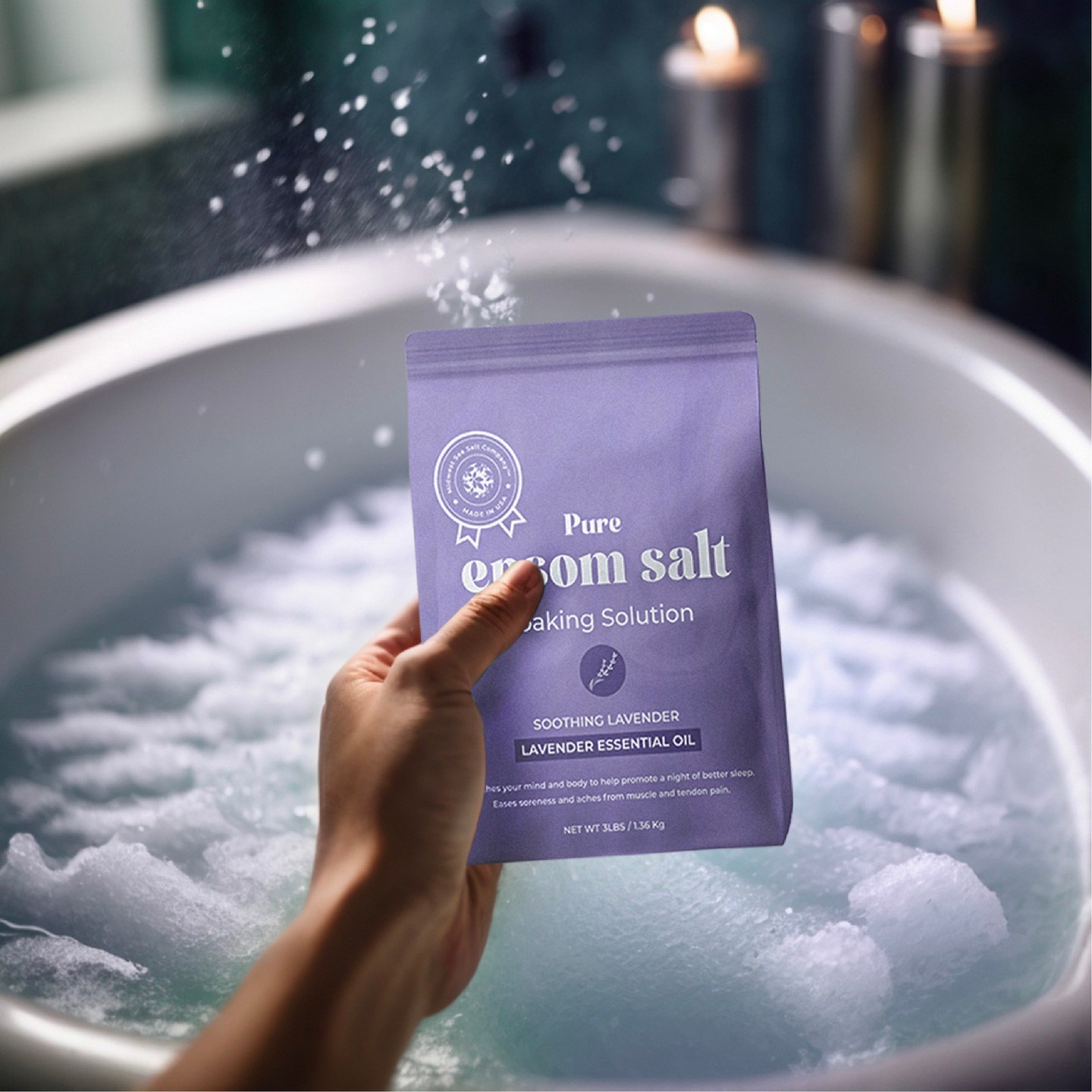 The Midwest Sea Salt Company FITNESSALT Rapid Recovery Bath Salts - 24oz -  Helps Ease Muscle Aches & Pains